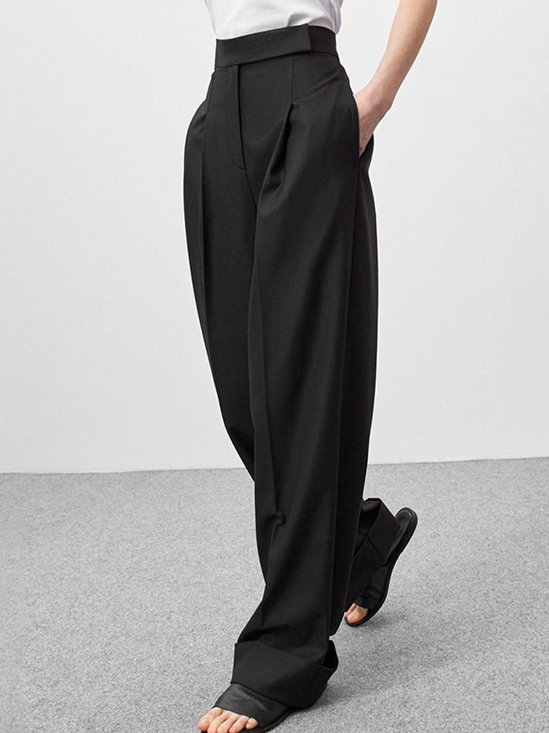 Mode Pantalons Plain Printemps / Automne Urbain Aucune élasticité Coupe Régulière Pantalon droit Long Droit Régulier pour Femmes