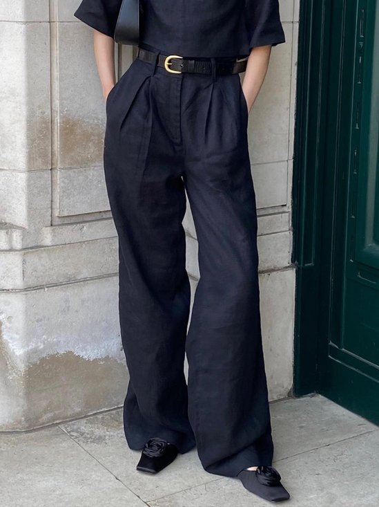 Mode Pantalons Femmes Décontracté Plain Printemps / Automne Aucune élasticité Quotidien Coupe Régulière Pantalon droit Long Droit