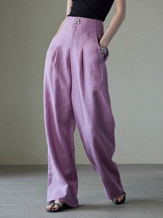 Mode Pantalons Femmes Décontracté Plain Printemps / Automne Zip Taille Haute Aucune élasticité en Mélangé de Coton Droit Régulier