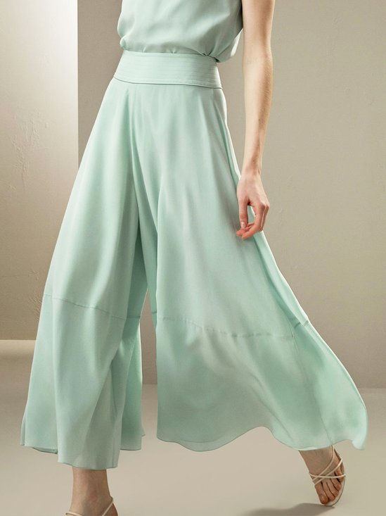 Mode Pantalons Femmes Plain Printemps / Automne Urbain Satin Ample Faire la navette Pantalons à Jambe Large Régulier de Grande Taille
