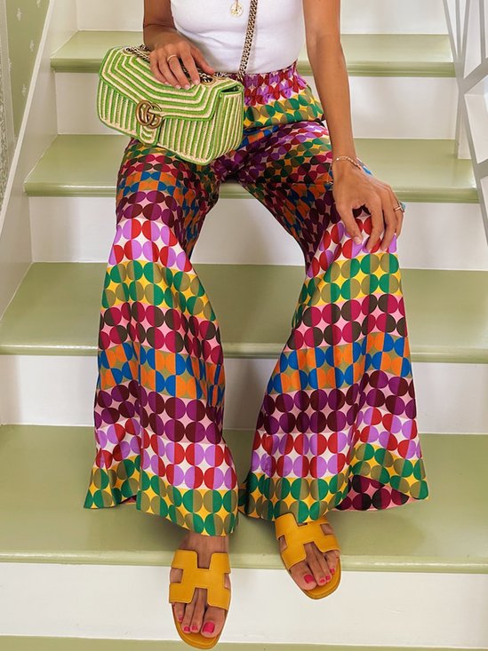Pantalons Femmes Pois Polka Printemps / Automne Urbain Polyester Aucune élasticité Coupe Régulière Taille Moyenne Pantalons à Jambe Large Long