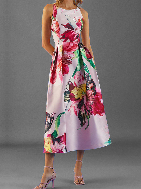 Robes Été Plantes Élégant Léger Aucune élasticité Quotidien Coupe Régulière Mi-longue Ligne X pour Femmes