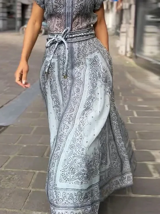 Jupes Femmes Motif Cachemire Été Urbain Polyester Naturel Léger Aucune élasticité Fête Ample