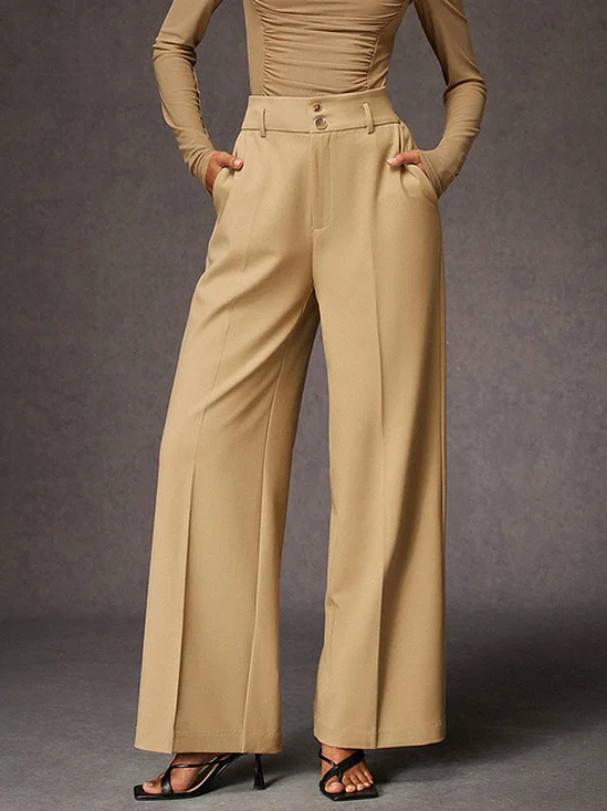 Pantalons Femmes Plain Printemps / Automne Urbain Polyester Naturel Ample Faire la navette Pantalon droit Droit