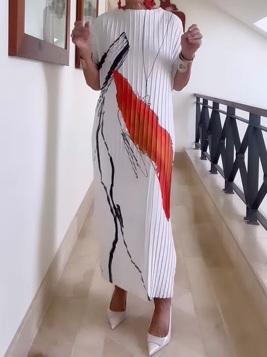 Robes Femmes Abstrait Été Élégant Polyester Léger Quotidien Ample Droit Non