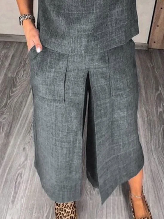 Shorts Femmes Décontracté Plain Été Taille Haute Micro-élasticité Corsaire Pantalons à Jambe Large Droit Régulier