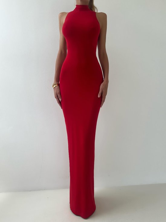 Robes Plain Été Élégant Quotidien Serré Maxi Collant Régulier Élasticité moyenne pour Femmes