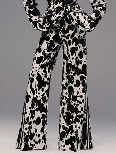 Pantalons Printemps / Automne Urbain Motif vache Naturel Aucune élasticité Faire la navette Pantalons à Jambe Large Long Poche Couture pour Femmes