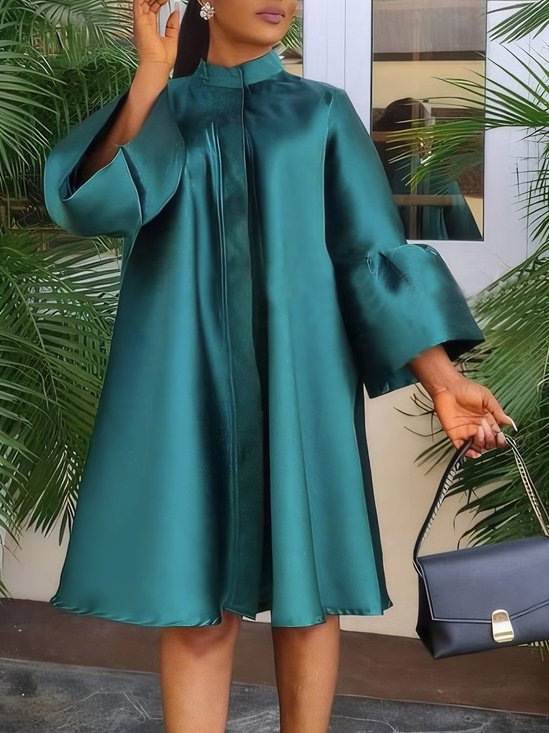 Robes Chemise Femmes Plain Toutes Les Saisons Élégant Naturel Quotidien Ample Manches trois quarts Non Longueur du genou