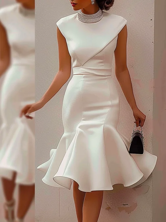Robes De Fête Plain Printemps / Automne Élégant Aucune élasticité Coupe Régulière Péplum à Manches de Raglan Régulier Non pour Femmes