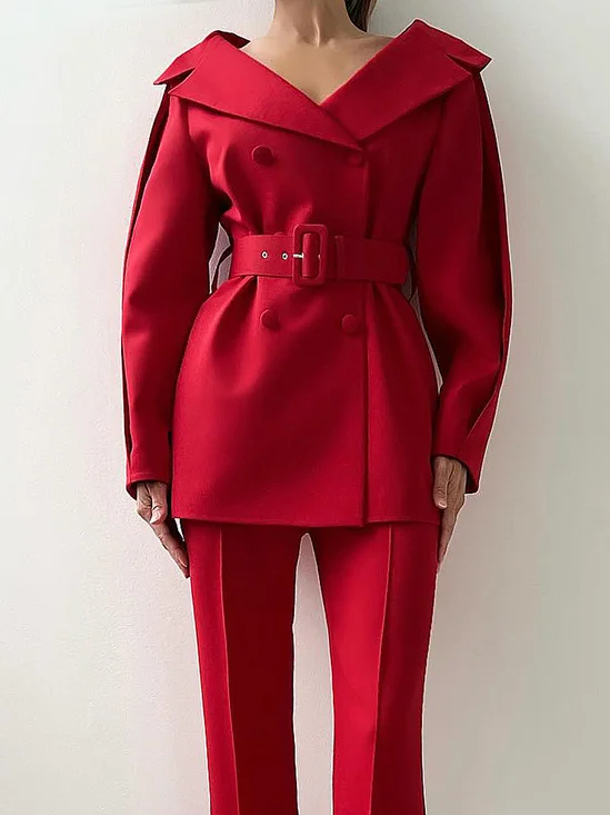 Blazers Plain Printemps / Automne Urbain Polyester Aucune élasticité Coupe Régulière Ligne X Manches régulières Bal pour Femmes