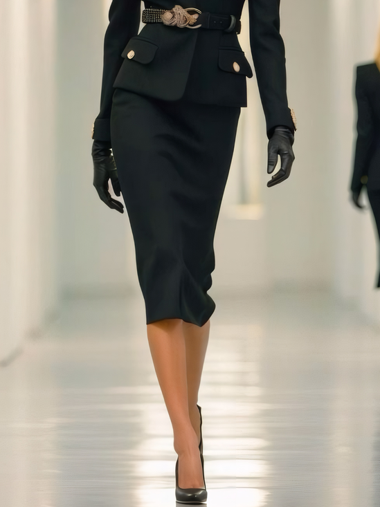 Jupes Plain Été Urbain Polyester Aucune élasticité Coupe Régulière Faire la navette Collant Régulier pour Femmes