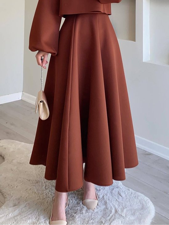 Jupes Plain Printemps / Automne Élégant Aucune élasticité Quotidien Maxi Taille Moyenne Régulier Poche Couture pour Femmes