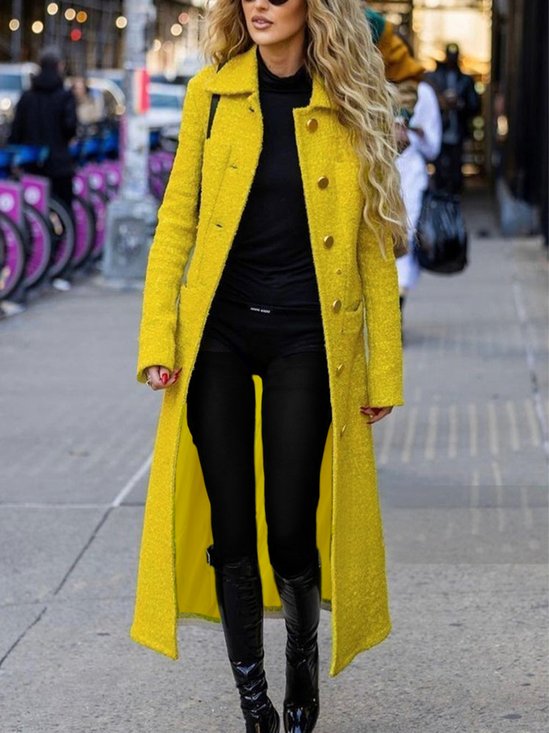 Manteaux Plain Hiver Urbain Polyester Poids lourd Quotidien Mi-long Droit Manches régulières pour Femmes