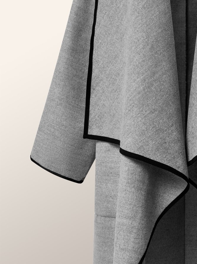 Pardessus Bloc de Couleur Automne Urbain Polyester Col V Quotidien Ample A-Ligne Régulier pour Femmes