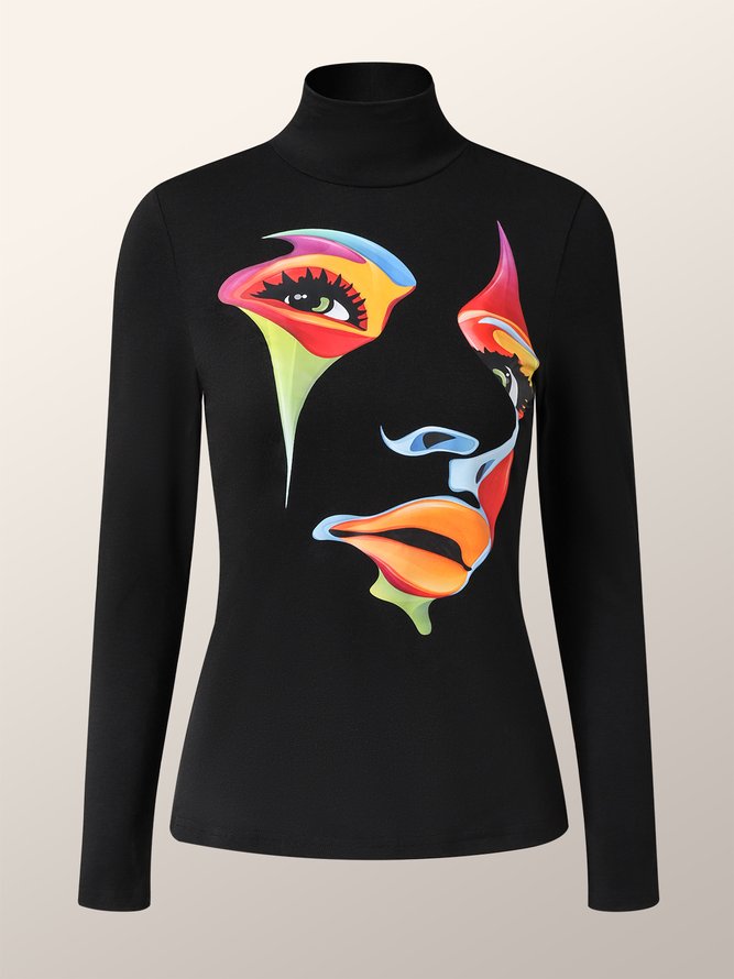 T-shirt Simple Autumn Figure Daily Tight Jersey 1 * Top Col Roulé S-Line pour Femme