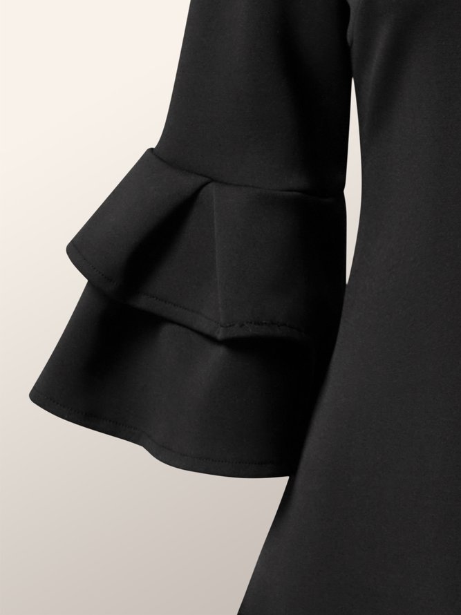 Robes Plaine Automne Elé Polyester Naturel Micro-élasticité Quotidien Ras du Cou Autres pour Femme