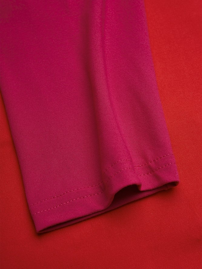 Robes Bloc de Couleur Automne Élégant Taille Haute Quotidien Coupe Régulière Mi-longue 1 * robe Manches 3/4 pour Femmes
