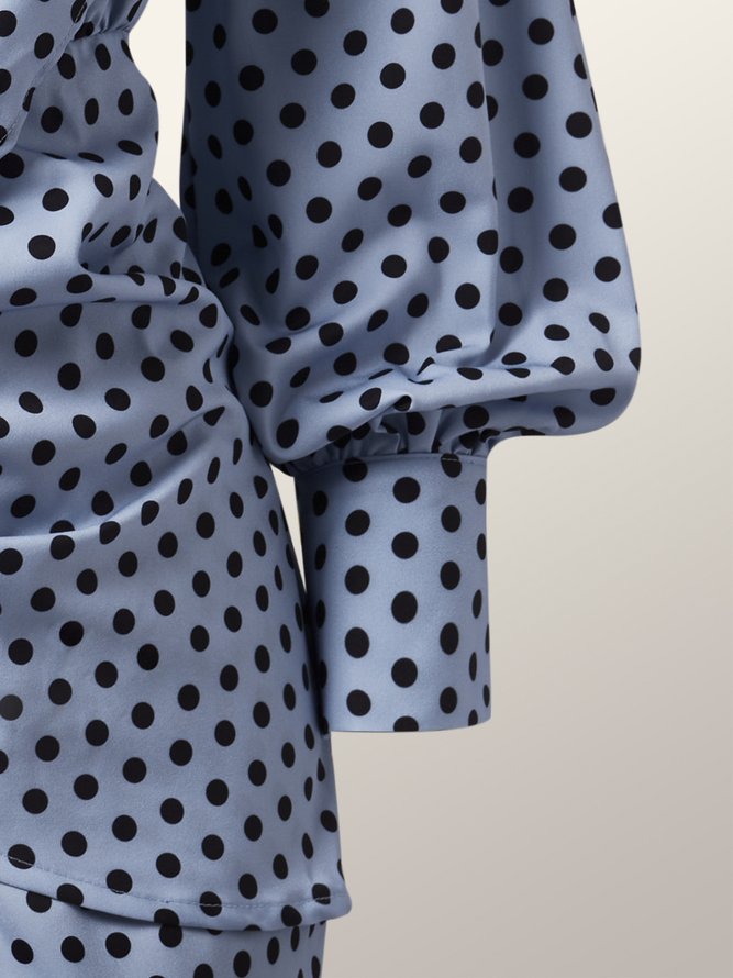 Robes Femme À Pois Automne Élé Polyester Taille Haute Sans Élasticité Quotidien Regular Fit Trois Quarts