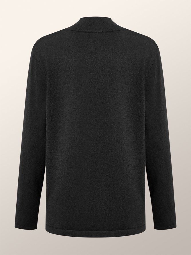 Plain Automne Urbain Acrylique Col Montant Ample Droit Régulier Régulier Taille Pull pour Femmes