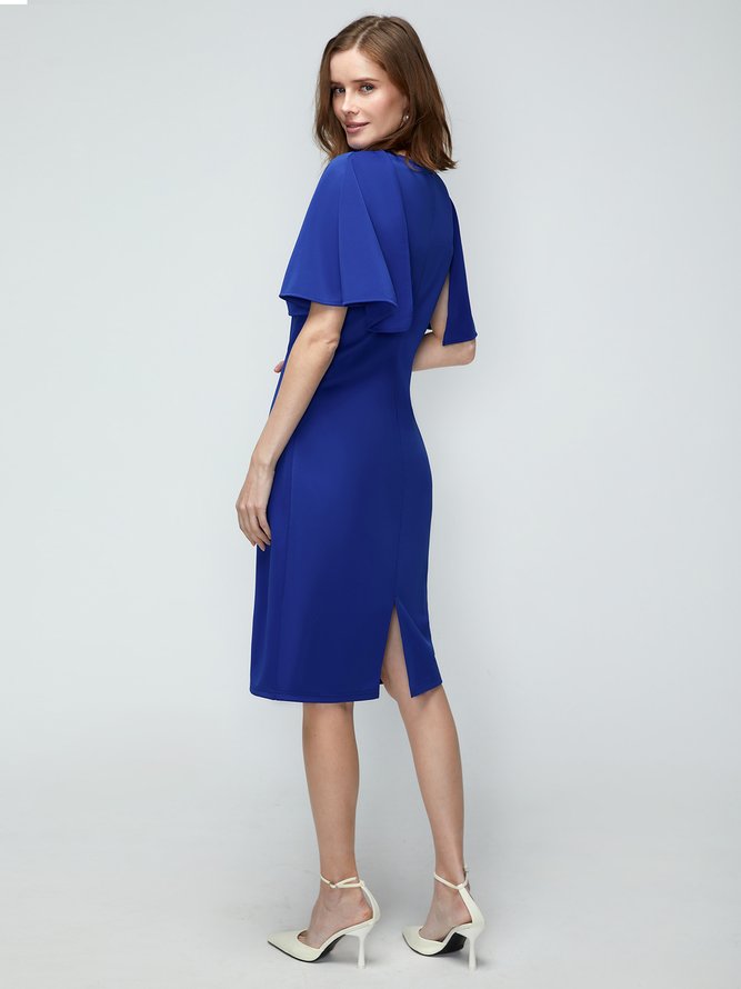 Robes Plaine Automne Élé Fermeture Éclair Pas d'élasticité Taille moyenne Manches courtes Col rond S-Line pour femme