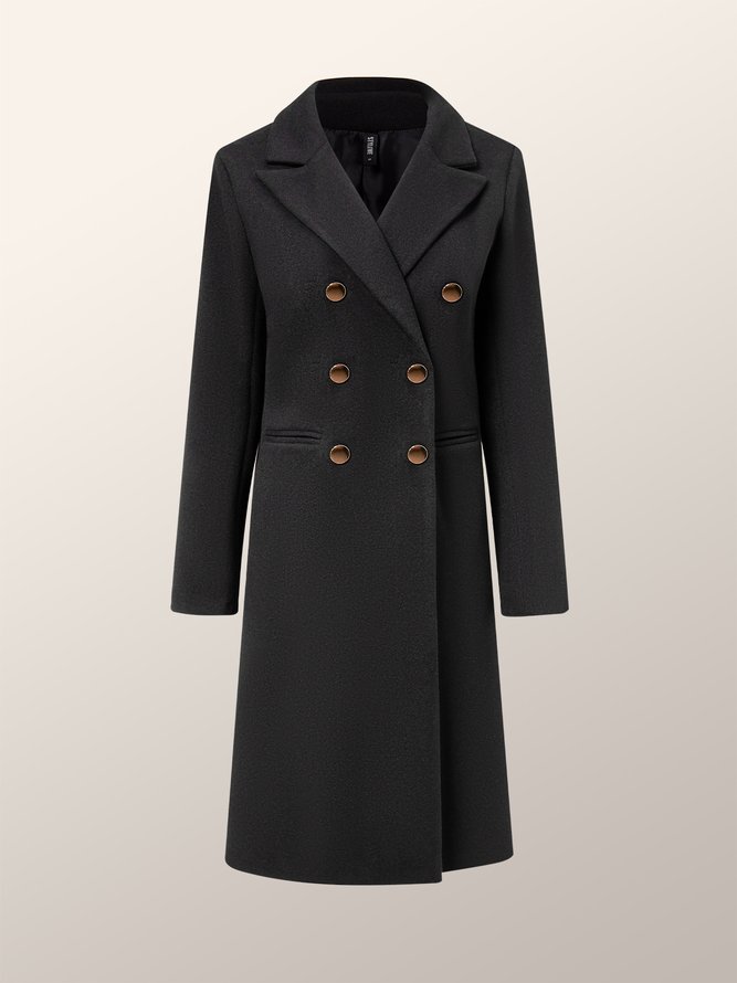 Pardessus Femmes Plain Hiver Urbain Polyester Aucune élasticité Manches Longues à Col Revers Mi-longue-Long H-ligne