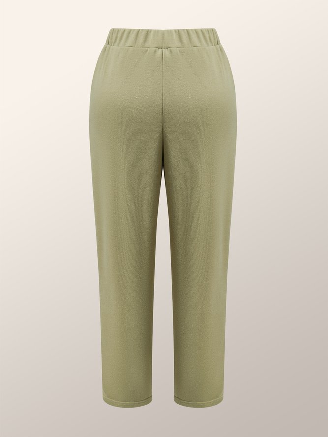 Décontracté Pantalons Femmes Plain Printemps Urbain Taille Haute Coupe Régulière Bande Élastique Pantalon à la cheville T-ligne Régulier