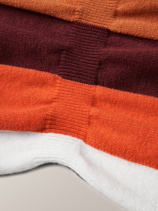 Robes Rayé Hiver Élégant Poids lourd à Haute Élasticité Quotidien Coupe Régulière Manches Longues H-ligne pour Femmes