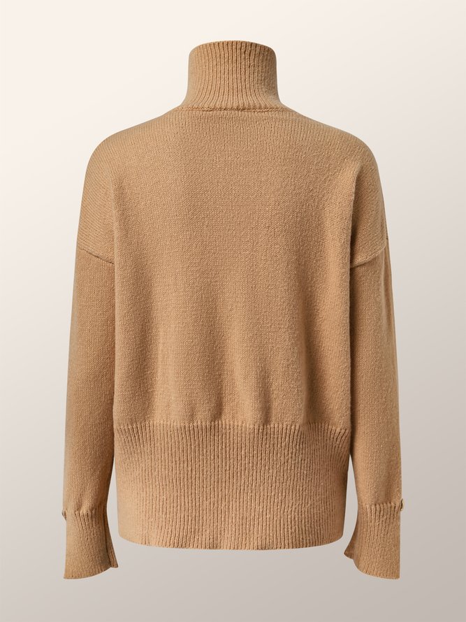 Pull Femmes Plain Printemps Élégant Naturel Micro-élasticité Quotidien Coupe Régulière Manches Longues Droit