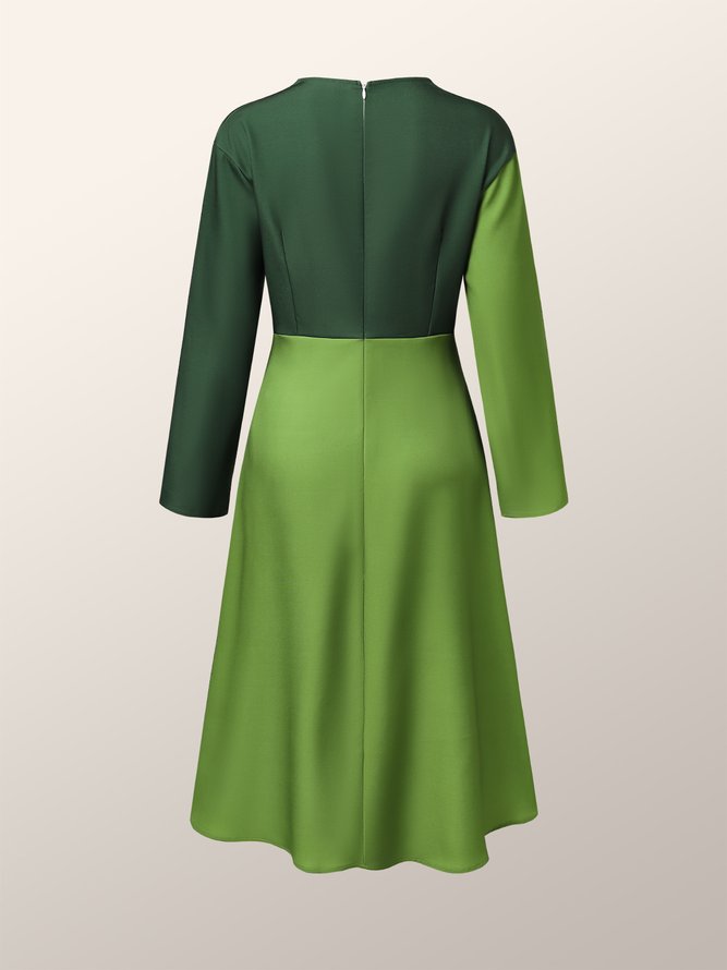 Robes Géométrique Printemps Élégant Naturel Quotidien Mi-longue Manches Longues x-ligne Demi col roulé pour Femmes