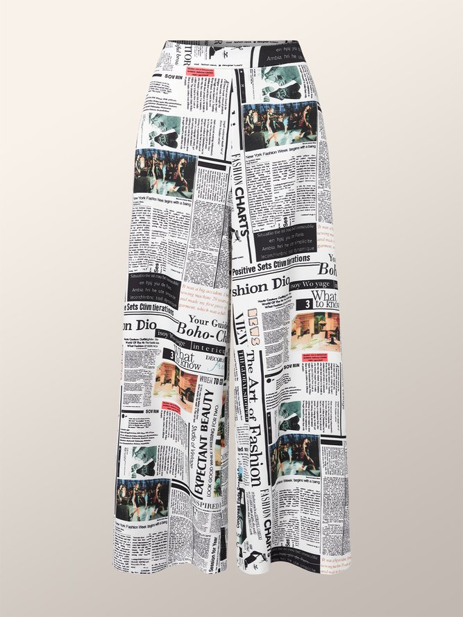 Mode Pantalons Femmes Lettres de texte Printemps Urbain Zip Taille Haute Quotidien Coupe Régulière Long A-ligne