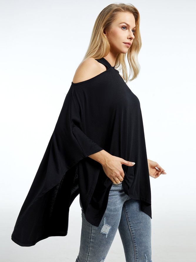 Tops Plain Printemps Urbain Col croisé Micro-élasticité Ample Régulier Trapèze Régulier pour Femmes