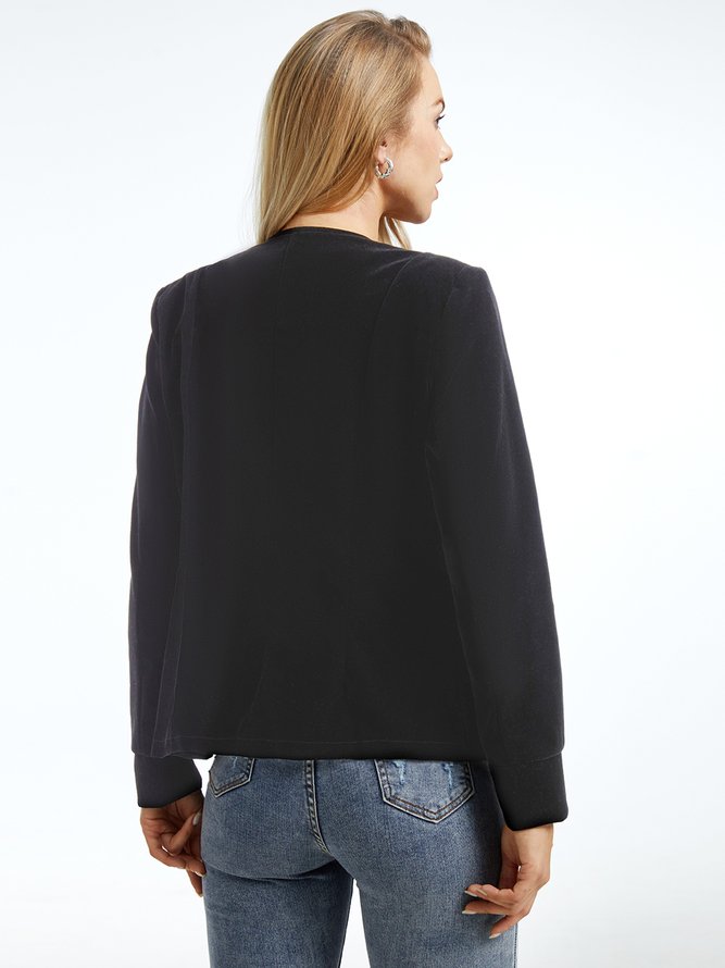 Blouson Plain Printemps Urbain Quotidien Coupe Régulière Col Rond Régulier Ligne X Régulier pour Femmes