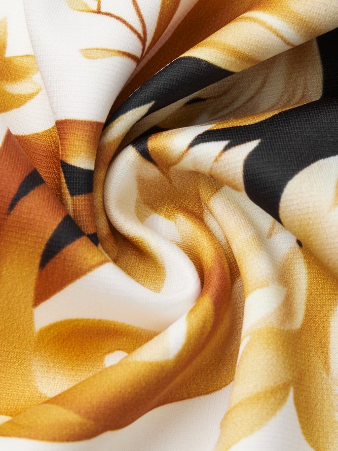 Robes Bloc de Couleur Printemps Élégant Polyester Naturel Coupe Régulière Manches Longues S-Ligne Régulier pour Femmes