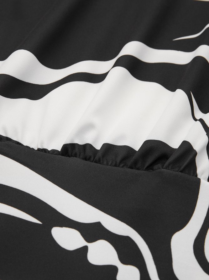 Robes Rayé Printemps Élégant Polyester Une Épaule Dénudée Naturel Quotidien Manches Longues S-Ligne pour Femmes