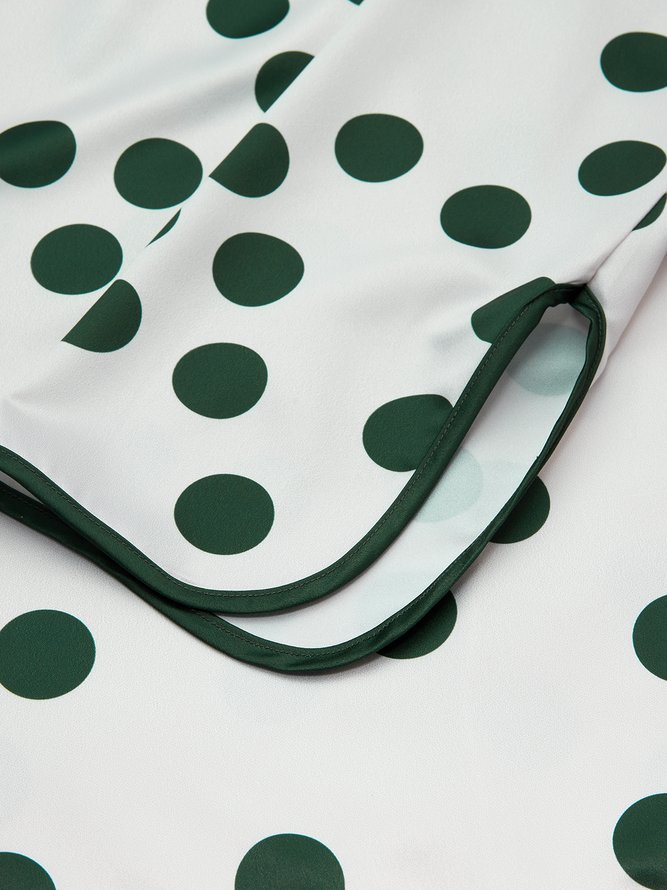 Blouse Pois Polka Printemps Élégant Col Montant Aucune élasticité Quotidien Ample Droit Régulier pour Femmes