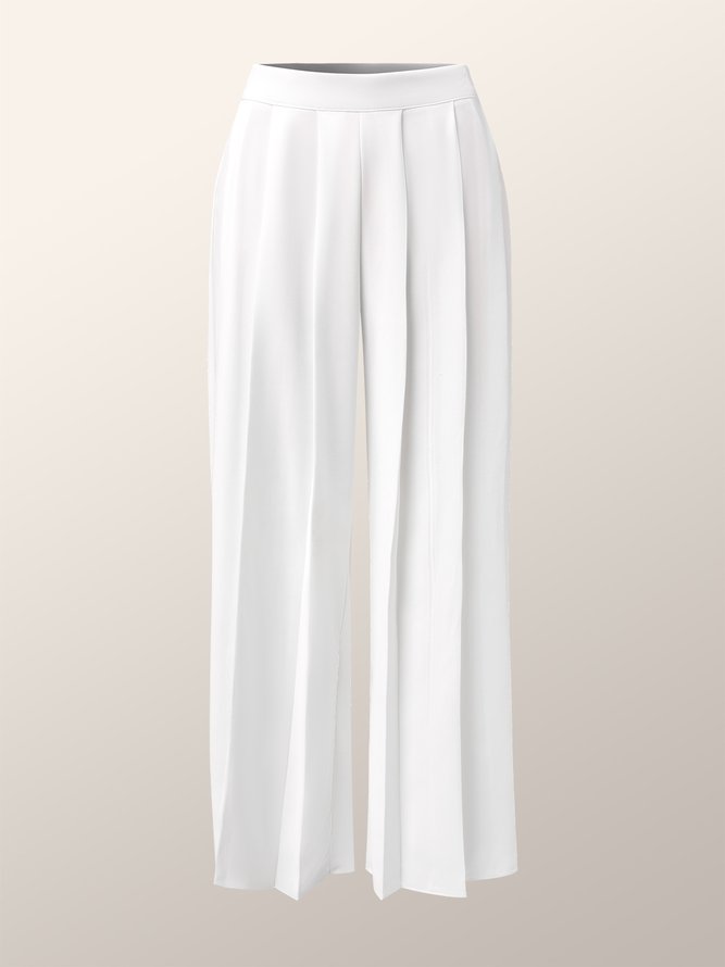 Mode Pantalons Femmes Plain Printemps Élégant Polyester Naturel Ample Pantalons à Jambe Large H-ligne Régulier