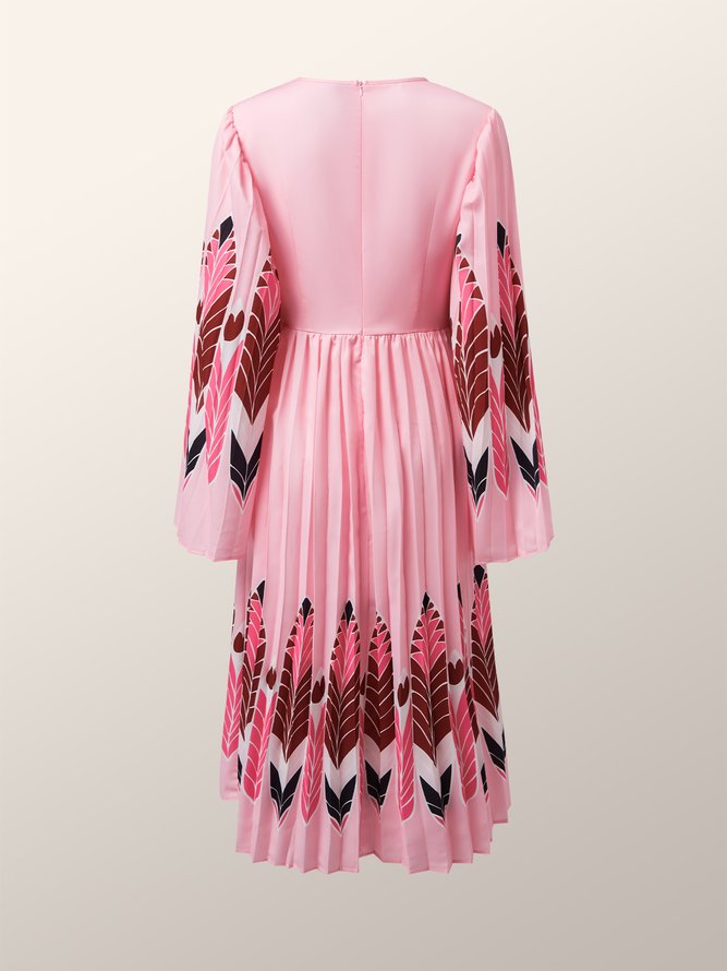Robes Géométrique Printemps Élégant Polyester Taille Haute Quotidien Coupe Régulière Manches Longues Ligne X pour Femmes
