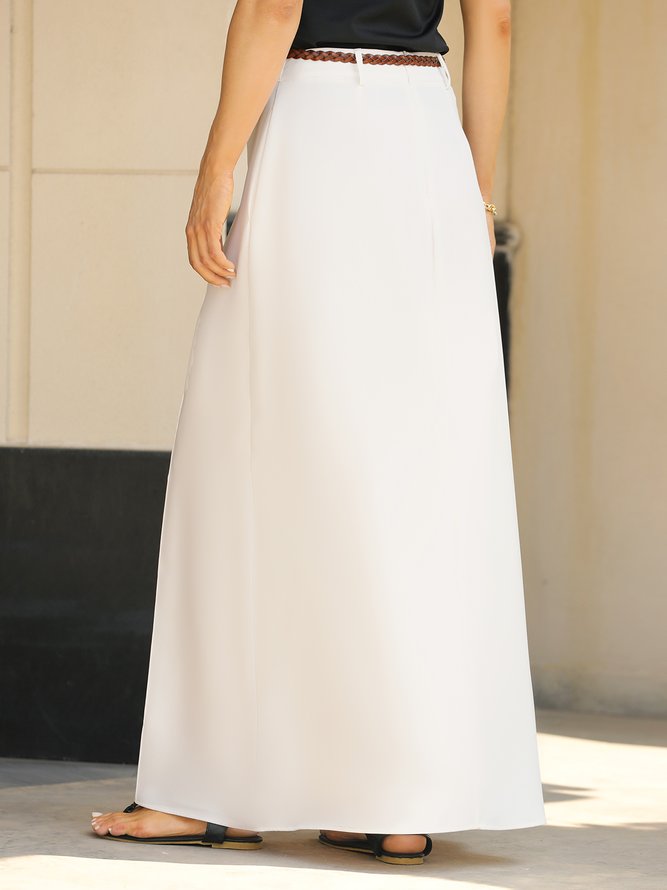 Jupe Femmes Plain Simple Printemps Polyester Aucune élasticité Long Taille Moyenne Droit Régulier