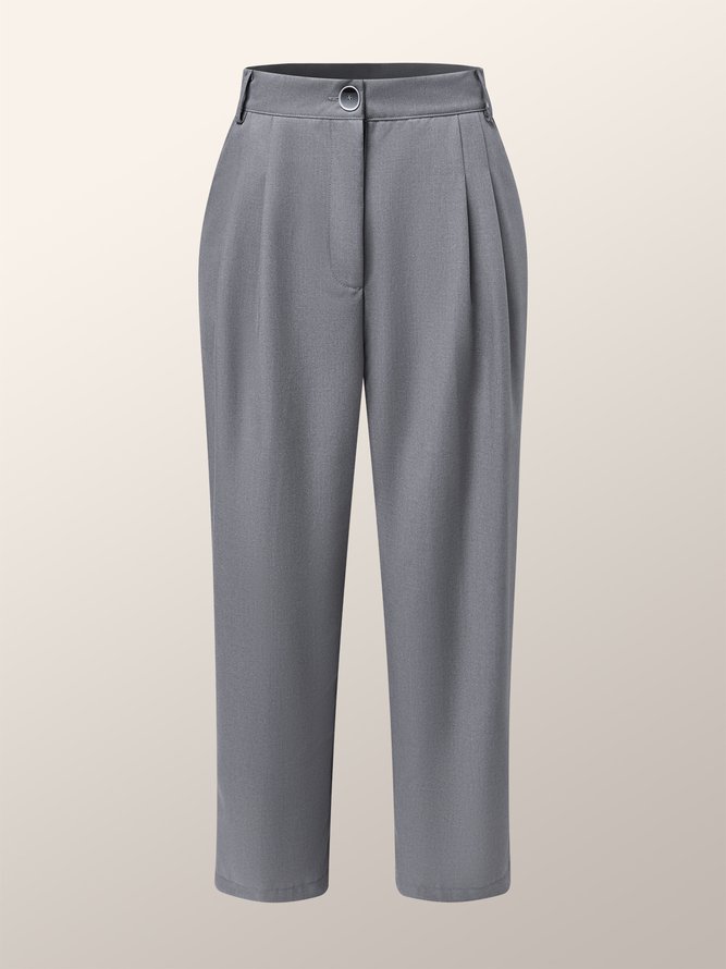 Mode Pantalons Plain Hiver Simple Zip Taille Haute Coupe Régulière Pantalon à la cheville Pantalon droit H-ligne pour Femmes