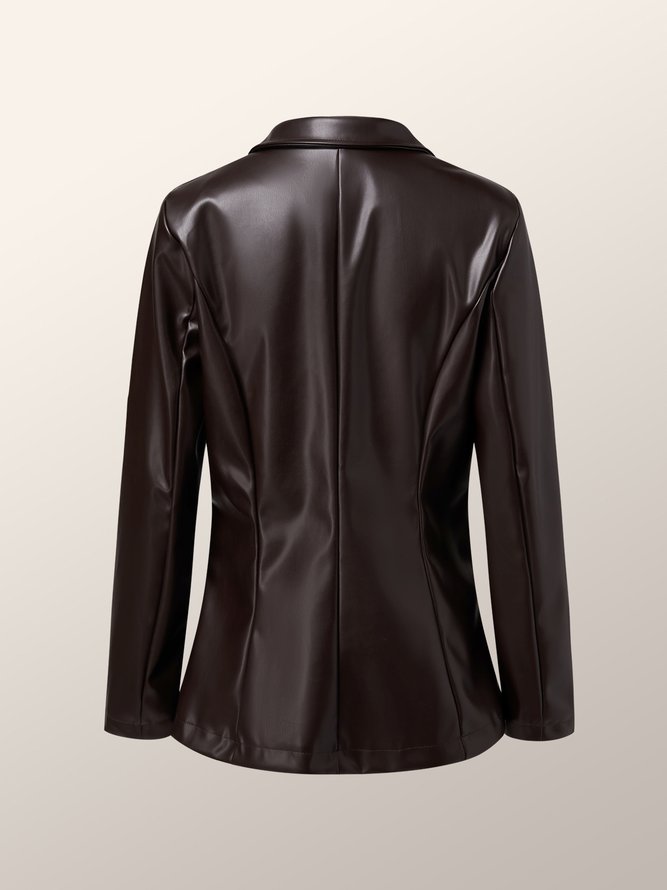 Blazer Femmes Plain Hiver Urbain Naturel Aucune élasticité Quotidien Coupe Régulière à Col Revers x-ligne