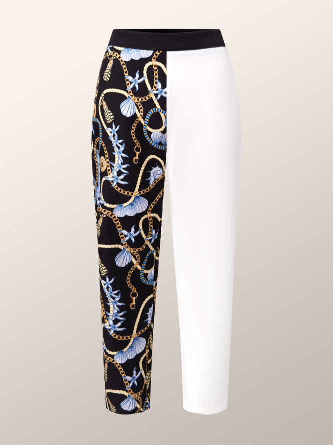 Mode Pantalons Bloc de Couleur Printemps Urbain Polyester Naturel Coupe Régulière Faire la navette Long Droit pour Femmes