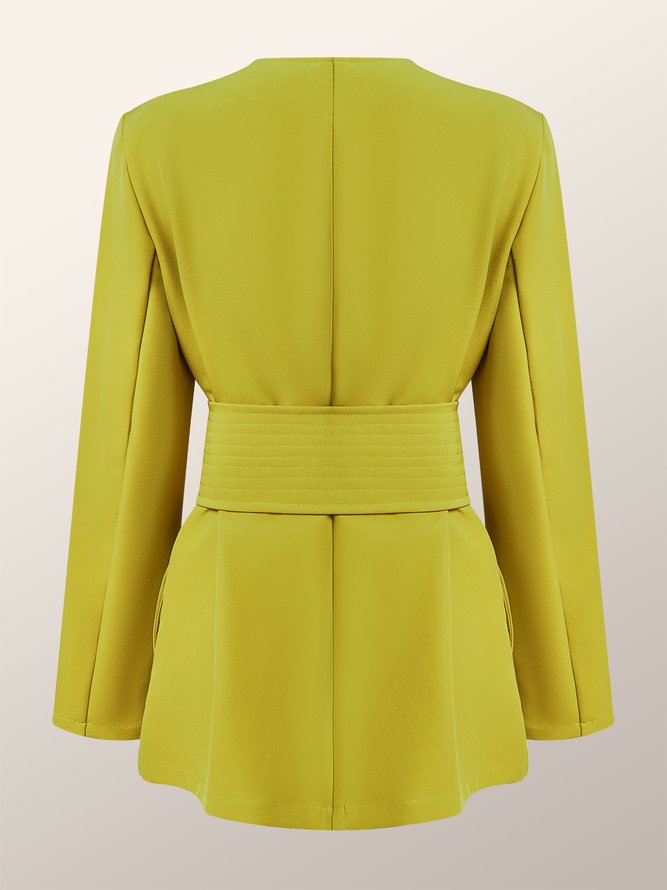 Blousons Plain Printemps / Automne Simple Polyester Naturel Quotidien Manches Longues Régulier Régulier pour Femmes