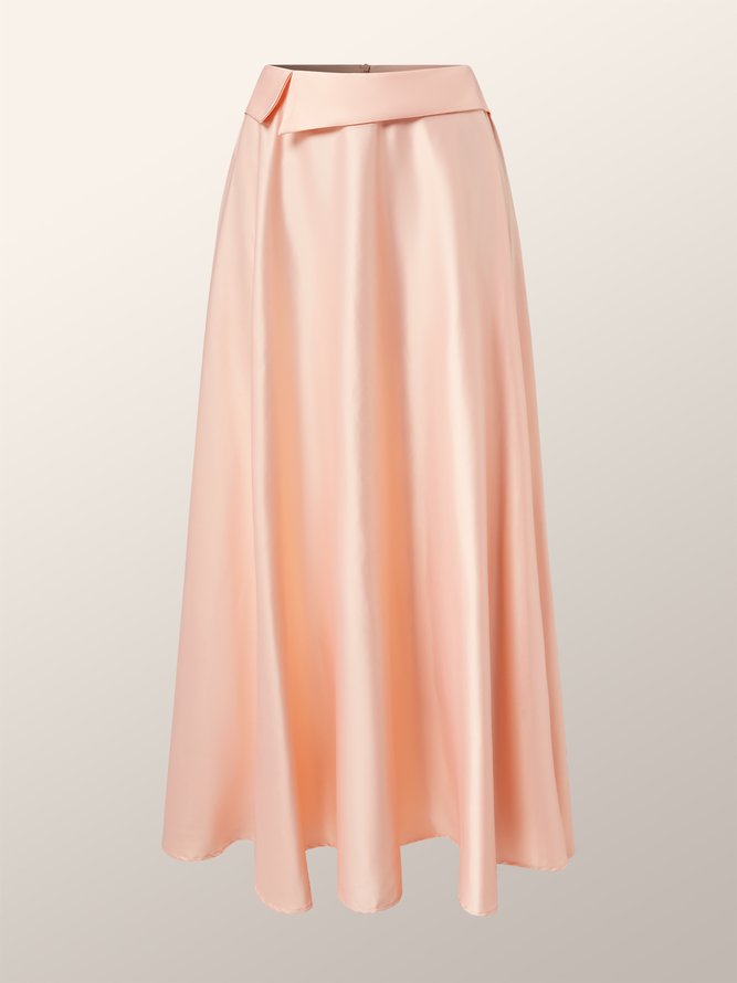 Jupe Plain Printemps Élégant Polyester Naturel Aucune élasticité Coupe Régulière Trapèze Régulier pour Femmes