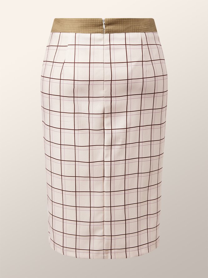 Jupe Femmes Plaid Printemps Élégant Naturel Coupe Régulière Faire la navette Mi-longue Droit Régulier