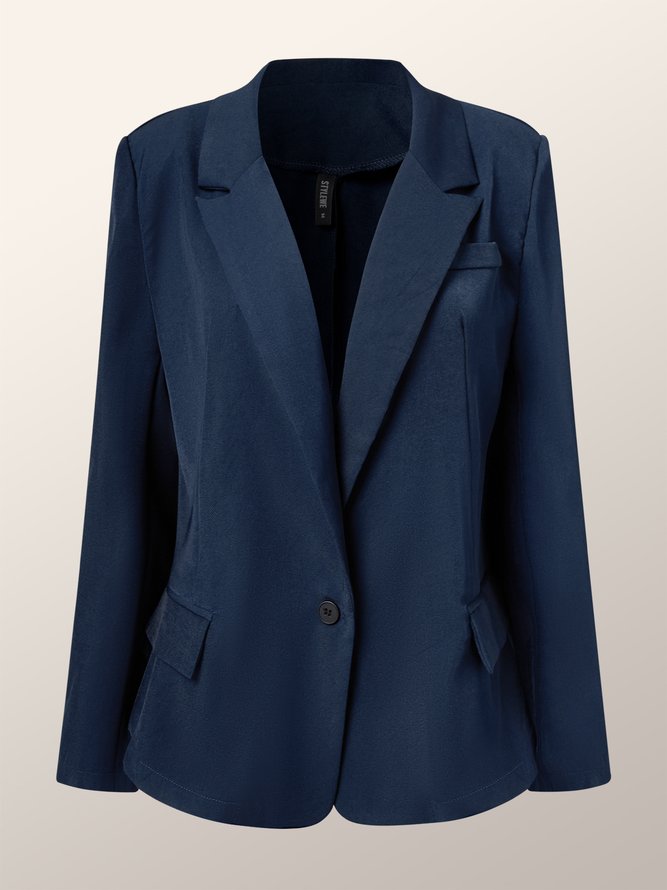Blazer Femmes Plain Printemps Urbain Polyester Naturel Faire la navette à Col Revers Régulier H-ligne