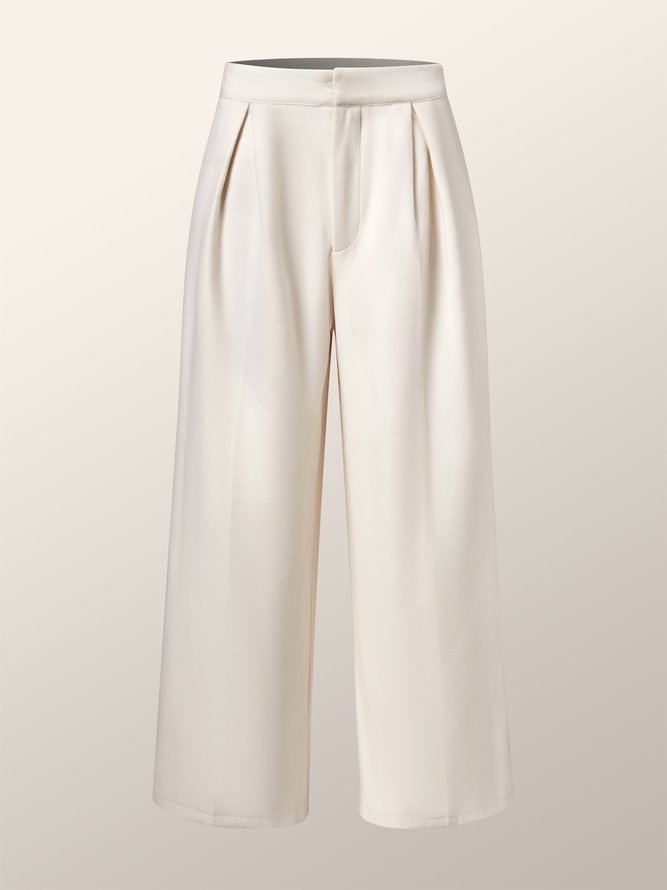 Mode Pantalons Femmes Plain Printemps Urbain Polyester Taille Haute Aucune élasticité Pantalons à Jambe Large Long H-ligne