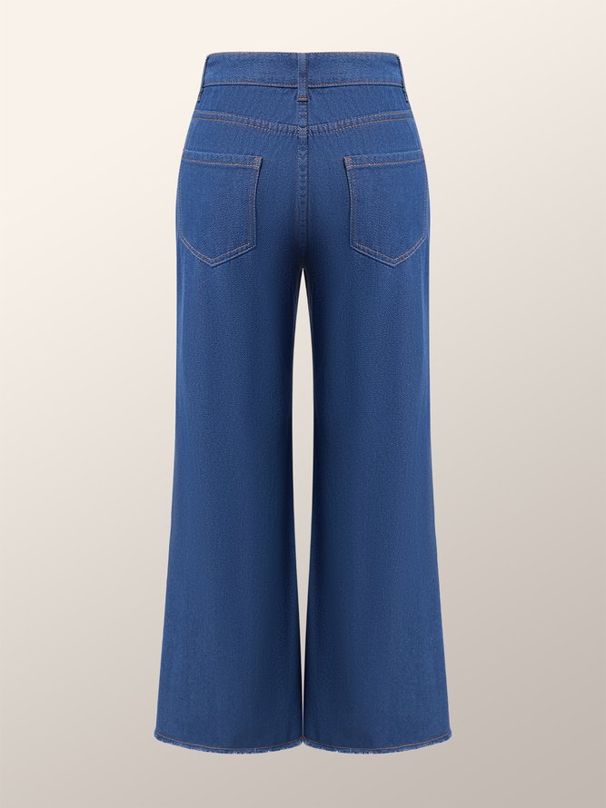 Jeans Femmes Plain Toutes Les Saisons Urbain Naturel Quotidien Ample Pantalons à Jambe Large Long Trapèze