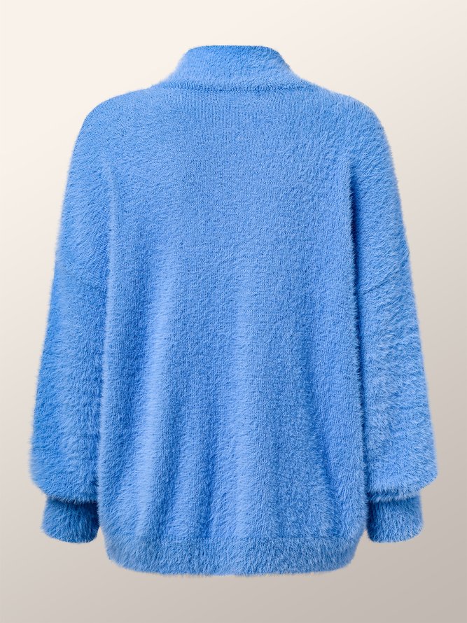 Pull Manteau Femmes Plain Hiver Urbain Col Montant à Haute Élasticité Quotidien Ample Manches Longues H-ligne