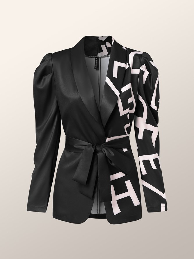 Blazer Text Letters Automne Urbain Micro-élasticité Regular Fit Manches longues Regular X-Line Regular pour Femme